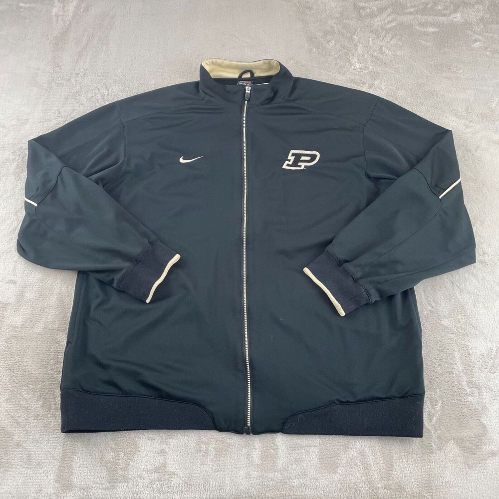 Vintage Nike Purdue Boilermakers Jacket Men 2XL Black Track Full Zip SpellOut